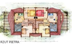 Projekty dom�w jednorodzinnych: Projekt domu dwurodzinnego na Mazurach. Rzut pi�tra